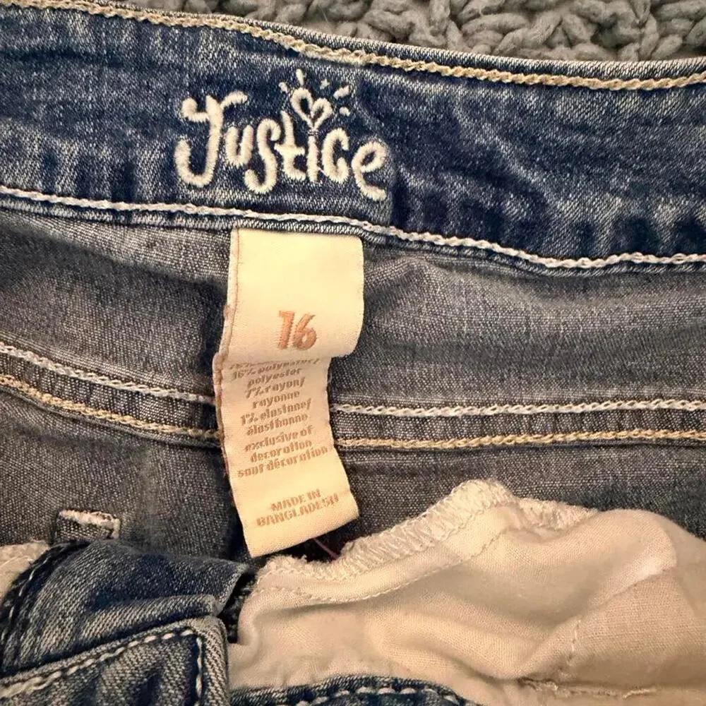 Justice blue denim shorts with
